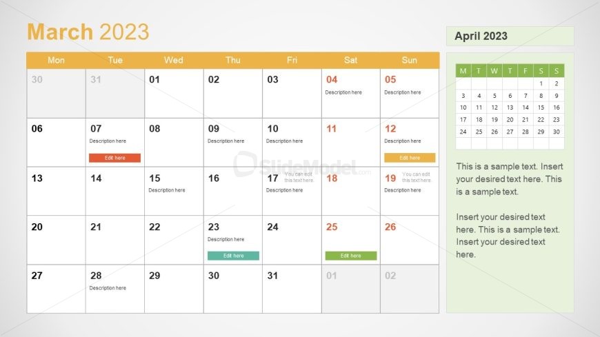 Editable March Month Presentation Slide Template