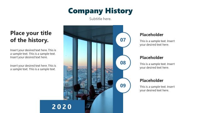 Company History Timeline with Infographic Icons