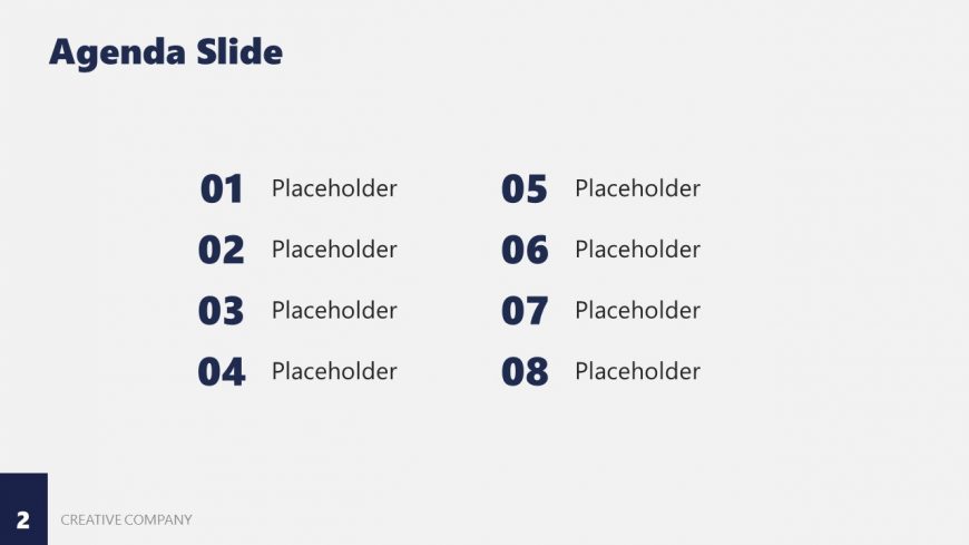 Editable Agenda Slide for Company Presentation