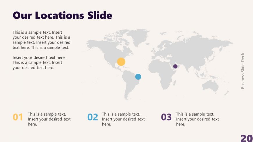 Map Slide with Pointers for Locations Presentation