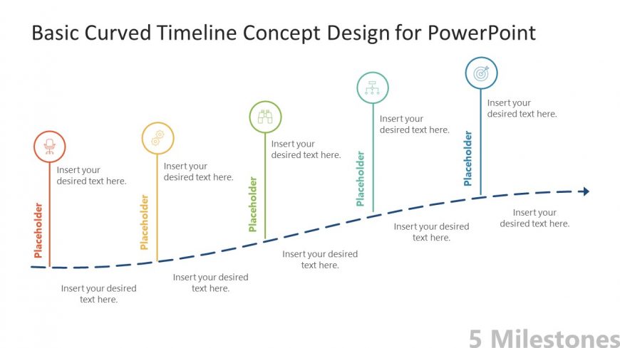 PPT Template Roadmap Slide with 5 Milestones