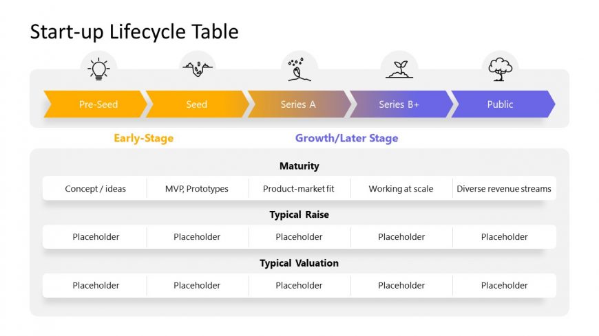 Stages of Fundraising Slide Template with Icons