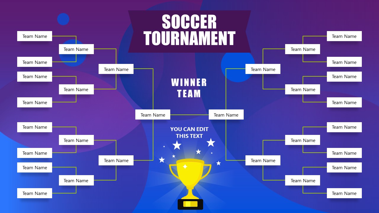 Soccer Tournament Bracket Slide Template for PowerPoint