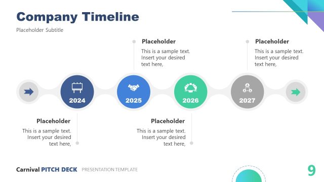 Editable Company Timeline Slide – Carnival Pitch Deck Slide Template