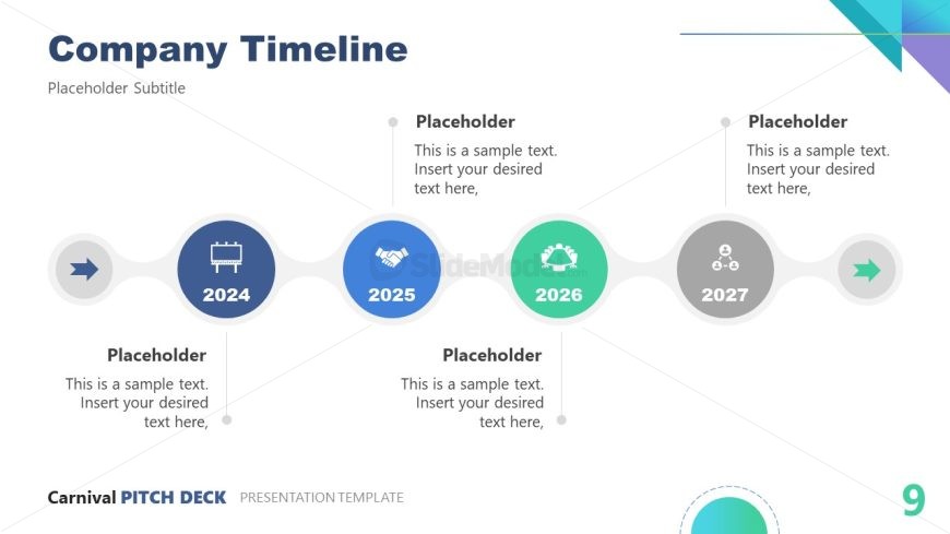 Customizable Company Timeline Slide - Carnival Pitch Deck Template