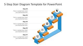 PPT 5 Step Stair Diagram for Presentation