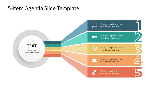 5-Item Agenda Slide Template with Core Element