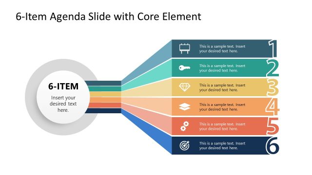 6-Item Agenda Slide Template with Core Element