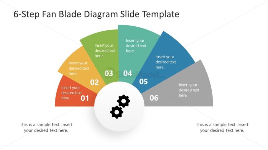 PPT Slide Template with 6-Step Fan Blade Diagram