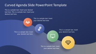 Curved Agenda Slide Layout with Dark Background