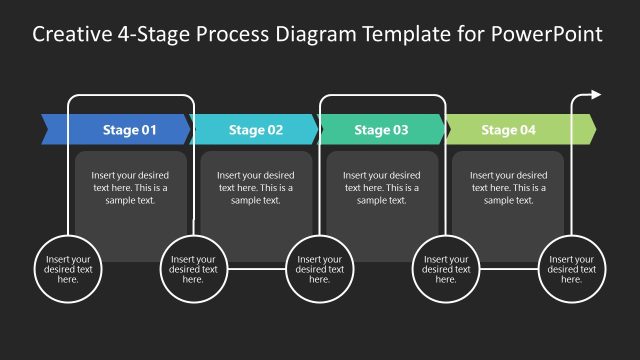 4-Stage Creative Diagram with Dark Background PPT