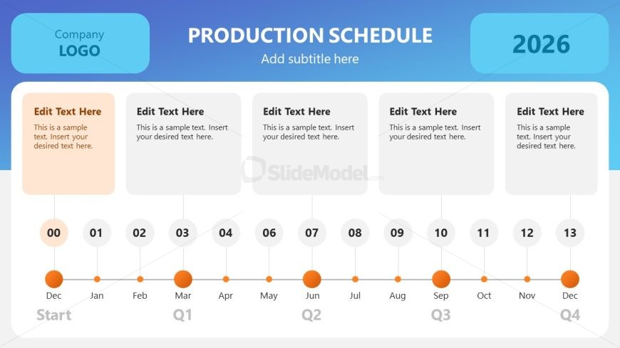 Creative Slide for Monthwise Production Schedule Presentation