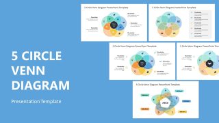 PPT Slide Template with 5 Circle Venn Diagram