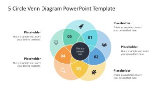 Editable 5 Circle Venn Diagram Slide for Presentation