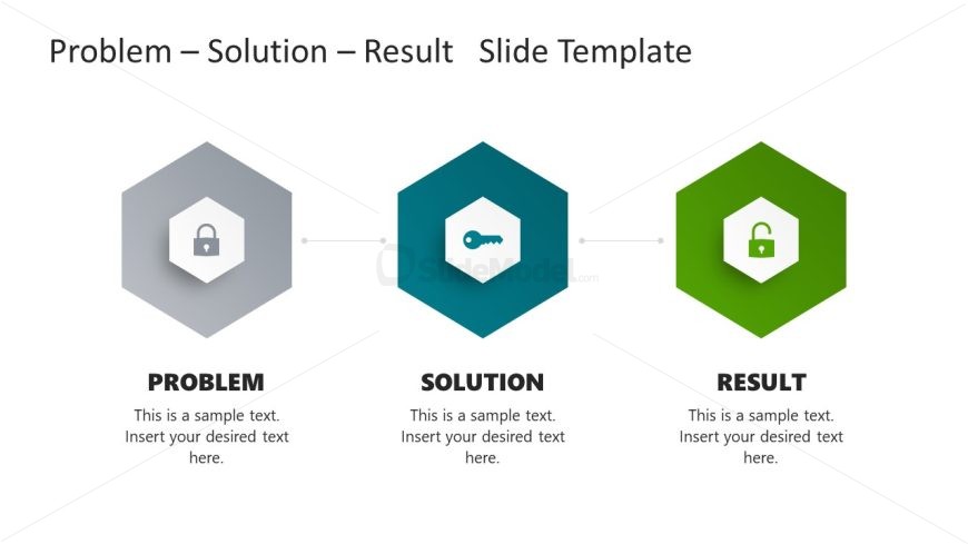 Problem Solution Results Presentation Template with Hexagon Diagram