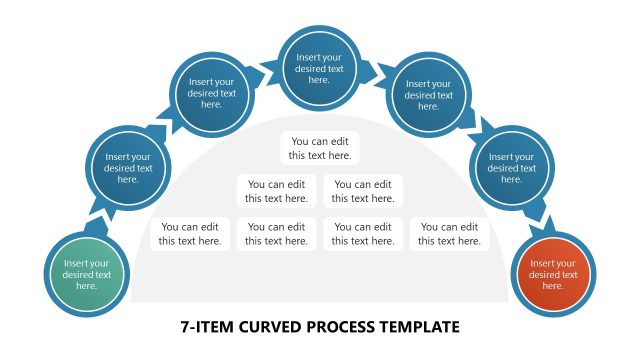 7-Item Curved Process Slide Template for PowerPoint