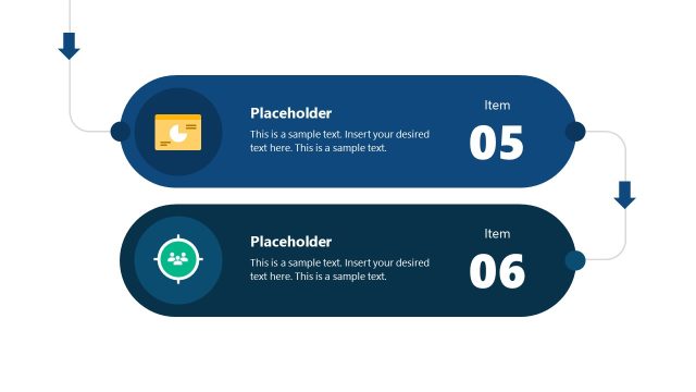 Customizable 6-Item Implementation Roadmap Presentation PowerPoint Template