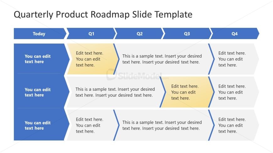 Four Column Quarterly Product Roadmap Slide