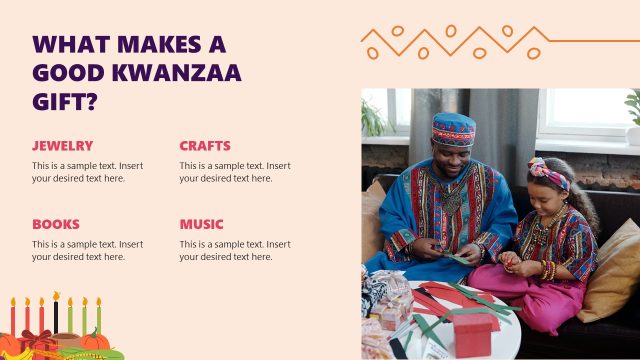 Kwanzaa PPT Template Slide with Text Boxes & Image