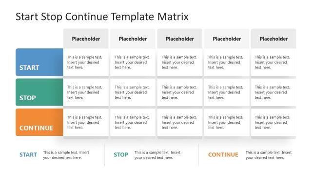 Start Stop Continue Template Matrix for PowerPoint Presentation