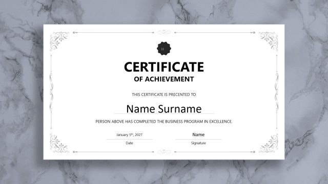 Editable Certificate of Achievement PPT Template