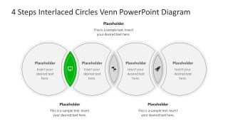 PowerPoint Diagram for 4 Steps Interlaced Circles Venn Presentation