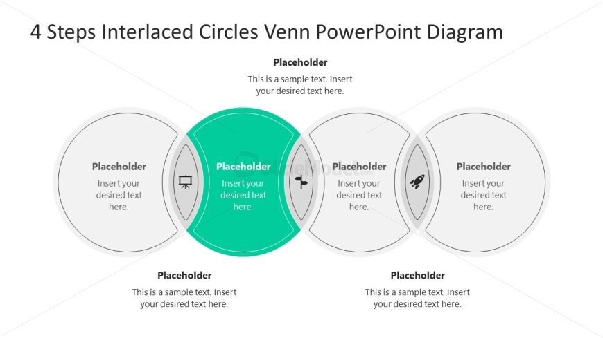 Step 2 Slide for 4 Steps Interlaced Circles Venn Diagram PowerPoint Template