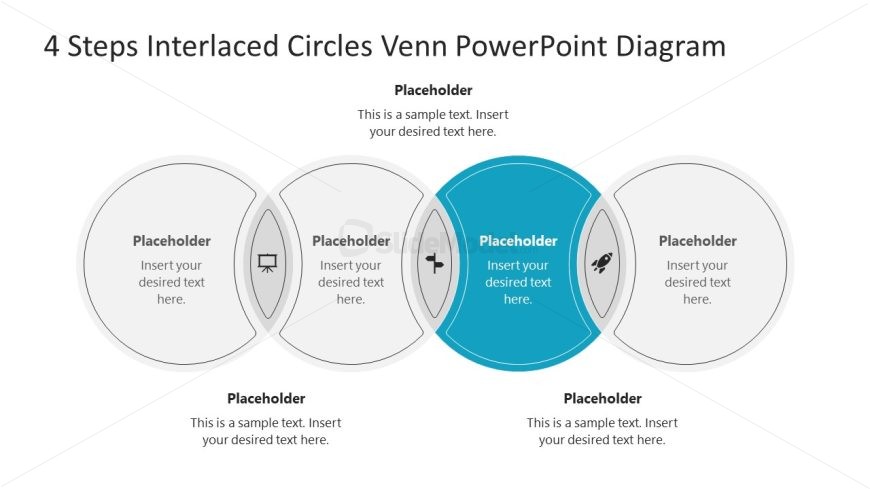 4 Steps Interlaced Circles Venn PPT Presentation Template