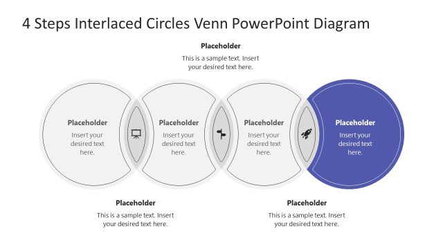 4 Steps Interlaced Circles Venn Diagram Presentation Slide