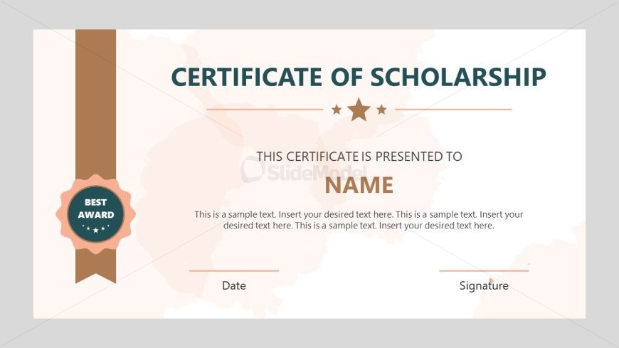 Scholarship Certificate Template for PowerPoint 