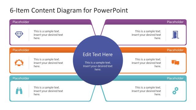6-Item Content Diagram PowerPoint Template
