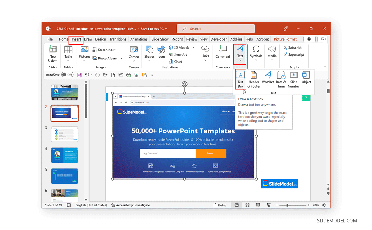 Insert text box in screenshot for PPT