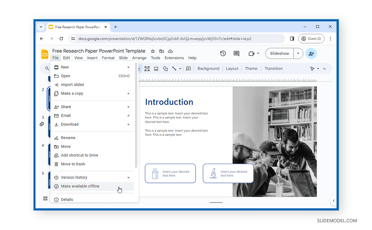 Making Google Slides available offline