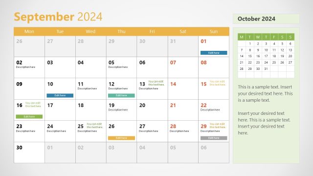 September Slide – 2024 Calendar Template