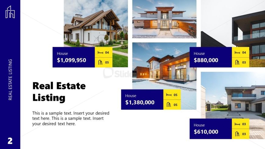 Real Estate Listings Slide for Business Presentation