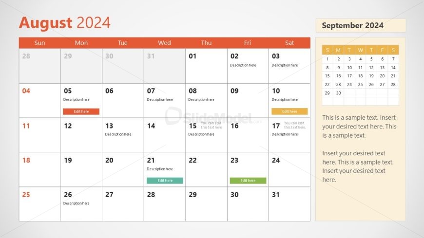 2024 Calendar Slide Template