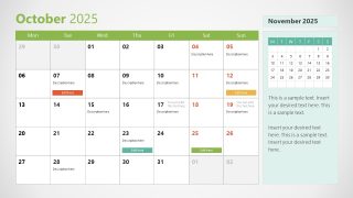 Editable 2025 Calendar PPT Template 