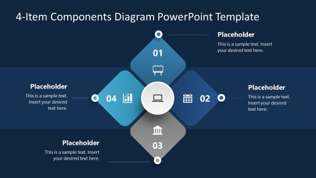 Editable 4-Item Components Diagram PPT Template