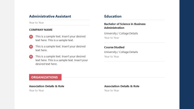 Editable Office Assistant Resume Template