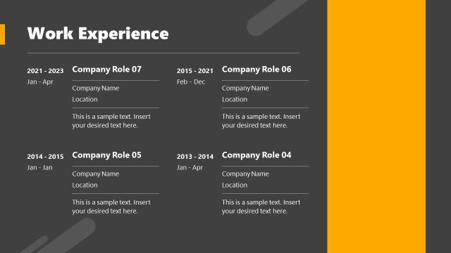 Work Experience Slide – Resume PowerPoint Template