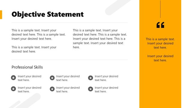 Objective Statement Slide – Simple Chronological Resume PPT Template