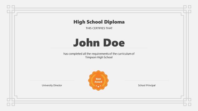 Editable High School Diploma PPT Template