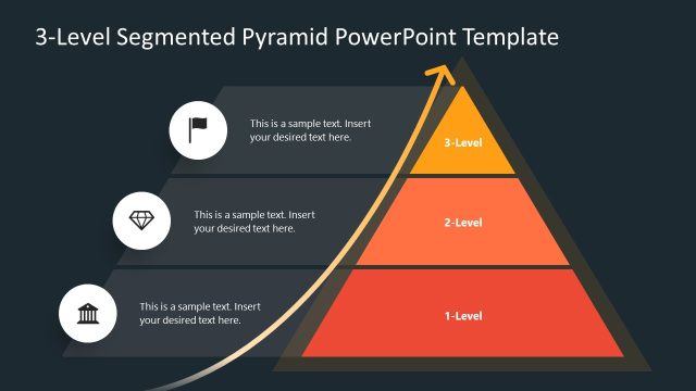 Editable 3-Level Segmented Pyramid PPT Slide