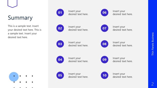 Summary Slide – Thin Panels PPT Template