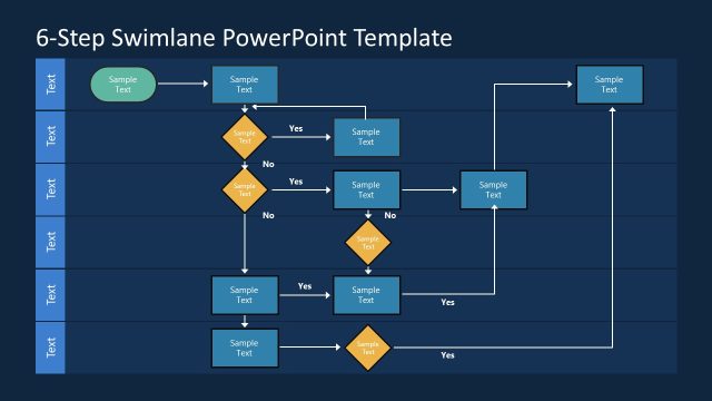 Customizable 6-Step Swimlane PPT Template