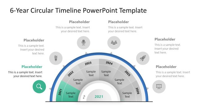 Editable 6-Year Circular Timeline PPT Template