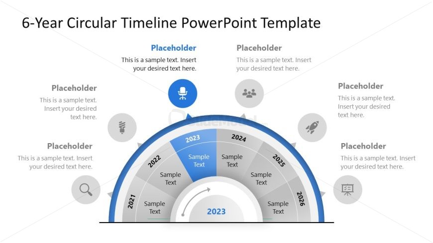 Editable 6-Year Circular Timeline Slide