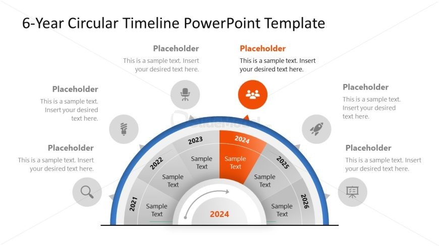 6-Year Circular Timeline PowerPoint Template Slide