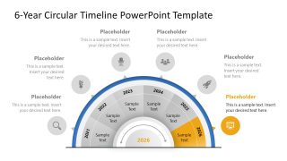 6-Year Circular Timeline PowerPoint Slide