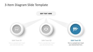 Editable 3-Item Diagram PPT Slide 